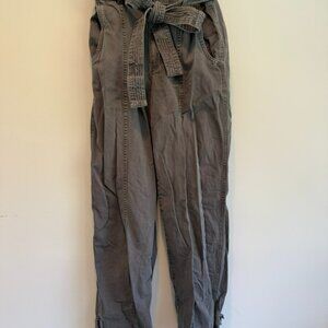 Gap Grey Paper Bag Belted Waist High Rise Wide Leg Pant Size 0